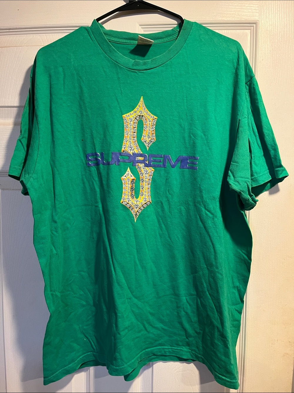 Supreme Green Tee with Yellow & Purple Logo